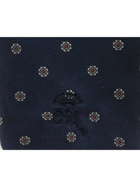 Dillards Neck Tie Navy Blue w White Red Round Flowers 3.25 in Wide 56 in Long
